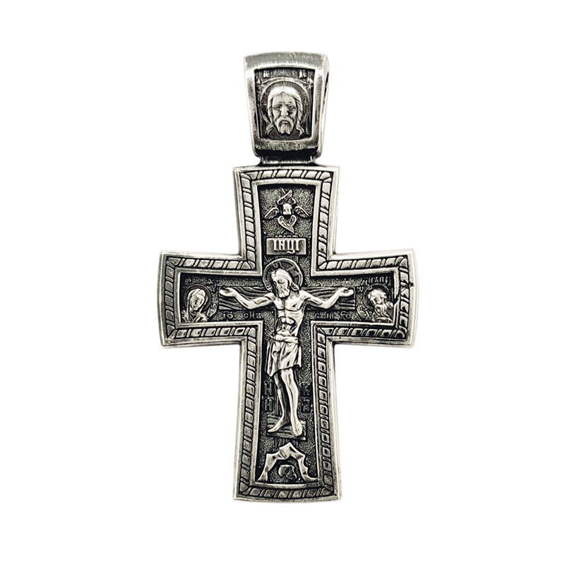 Серебряный нательный крест с распятием ручной работы серебра 8126