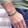 Мужской кожаный браслет б239 с шармами из серебра