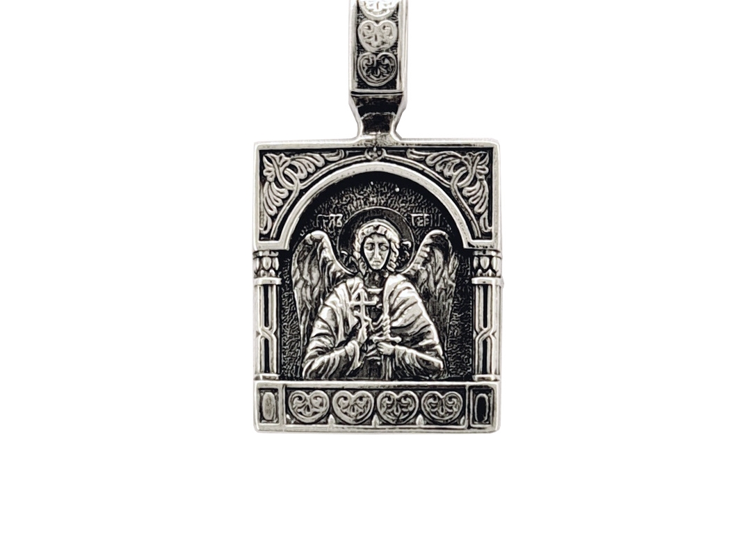 Серебряная нательная икона Ангел Хранитель 8705