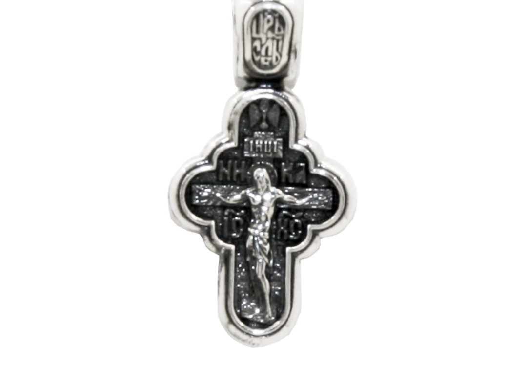 Серебряный нательный крестик Распятие Владимирская икона 8156